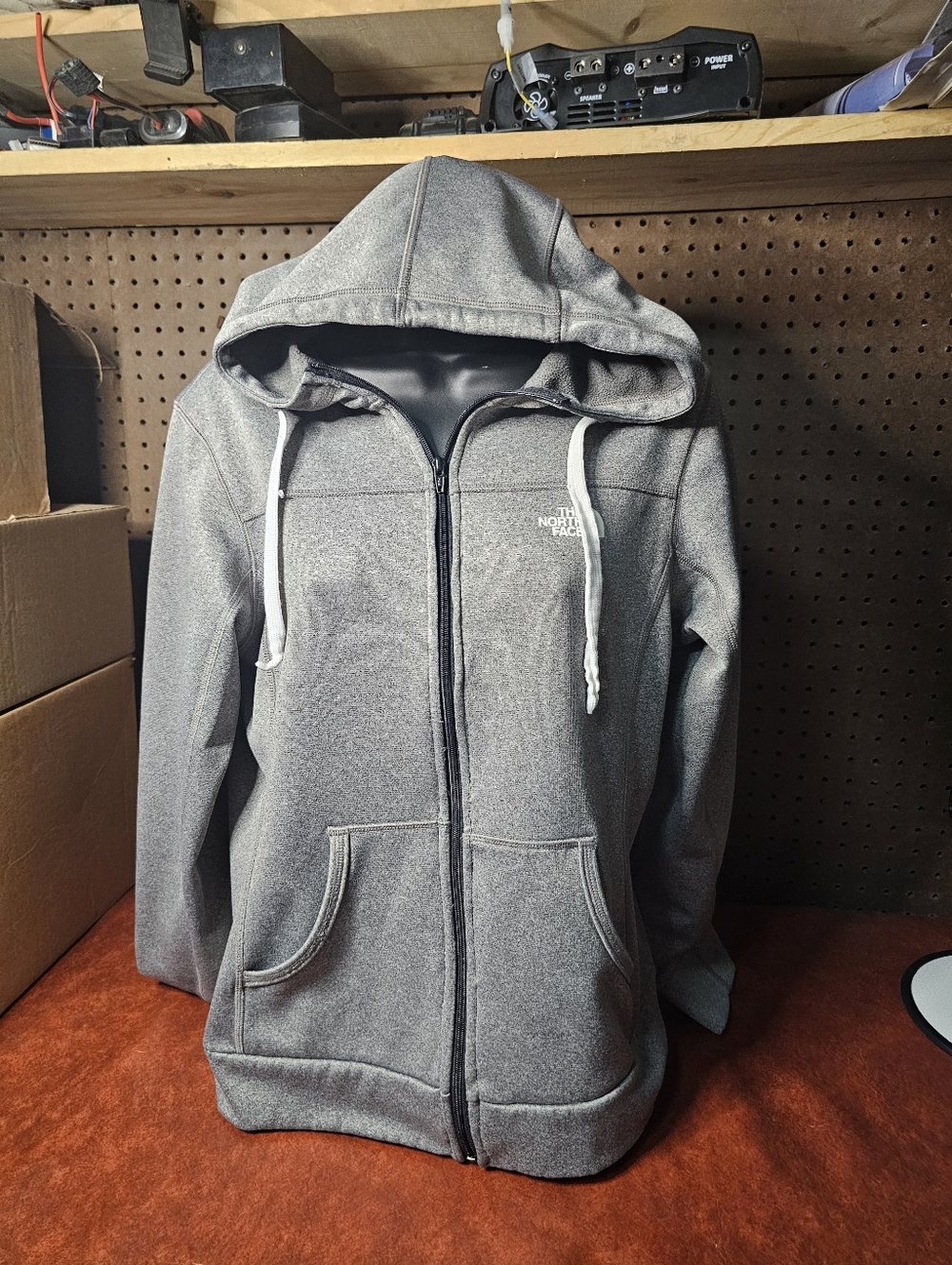 The North Face Heather Gray Zip Hoodie with Hood and Pockets Size Medium